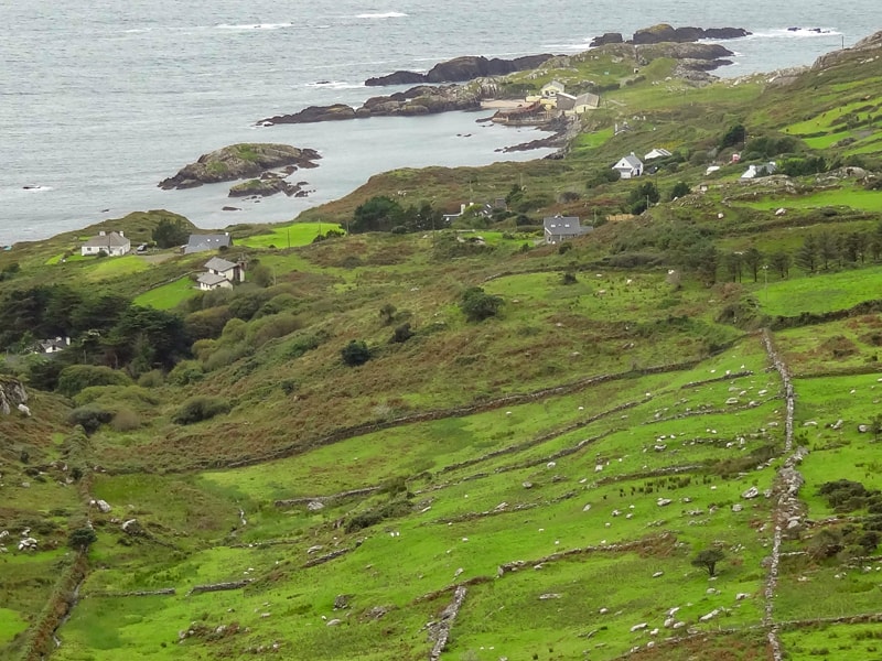 houses on a countryside by the ocean on Ireland's West Coast