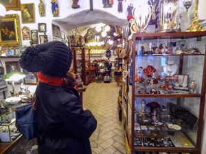 woman in a shop seen on a day trip to Cesky Krumlov from Prague