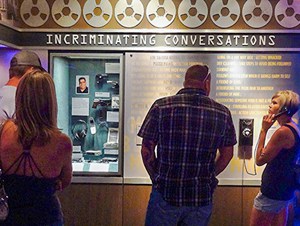 people looking at an exhibition in the Mob Museeum