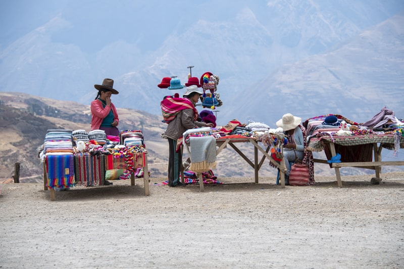 Indian women selling souveniers seen in Cusco and the Sacred Valley in Peru