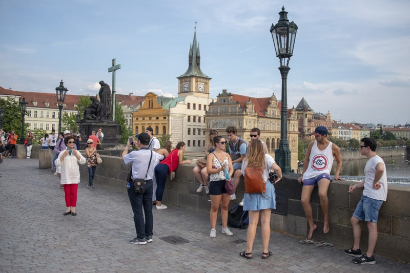 People on the Charles bridge, one of the places to see on a 2 day itinerary in Prague