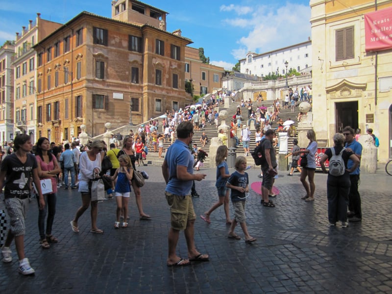 a crowd on a street seen on walks in Rome