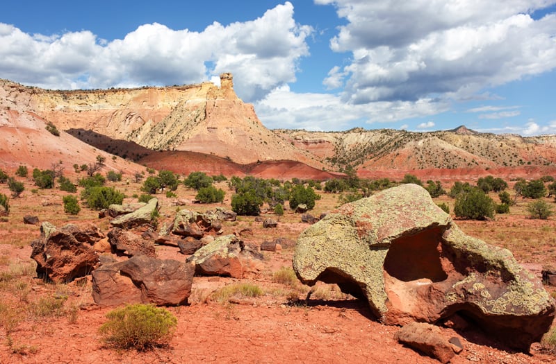 large rocks on a desert in Georgia O’Keeffe New Mexico