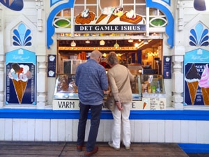 people at an ice cream stand in Tivoli Gardens