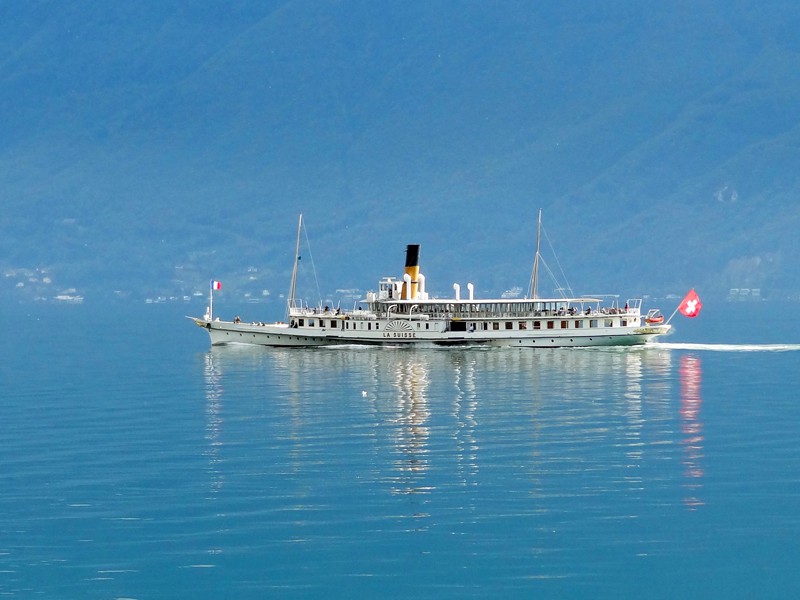 a steamship on a lake