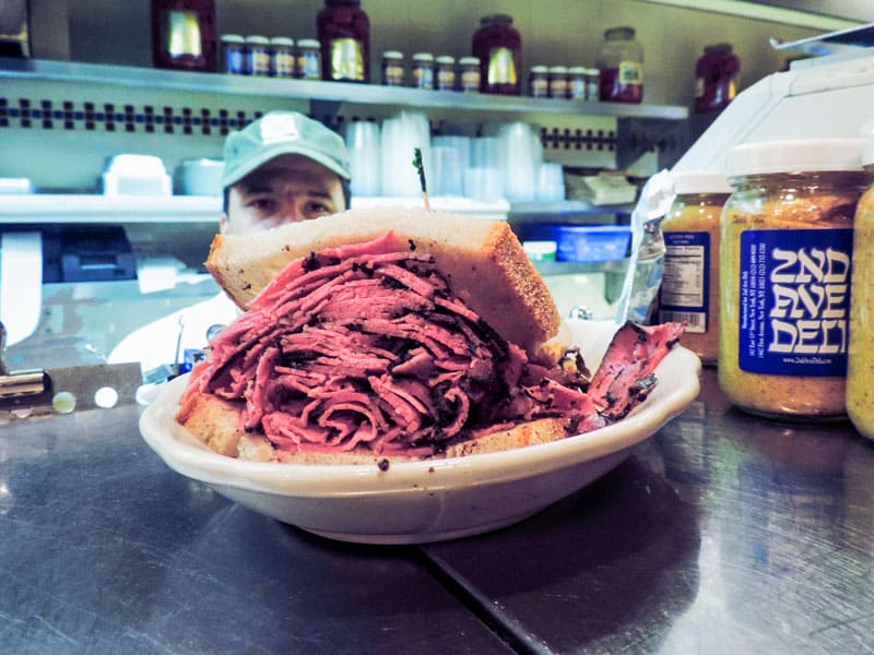 pastrami on a plate in one of the delis in New York City