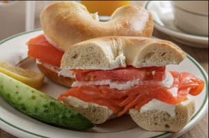 a bagel with lochs in one of the delis in New York City