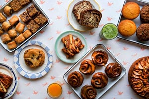 desserts on a table in one of the delis in New York City