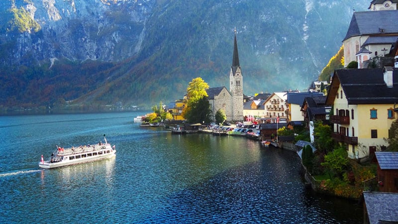 a lakeside village seen on a day trip from Salzburg