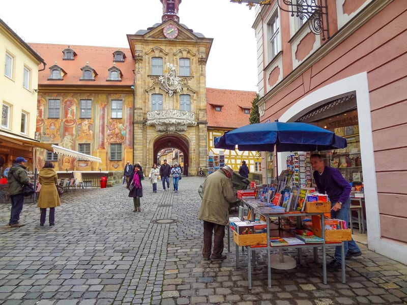 people walking through one of the beautiful German towns in Bavaria