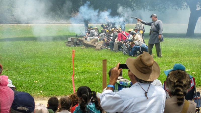 soldiers in a civil war reenactment at Roaring Camp