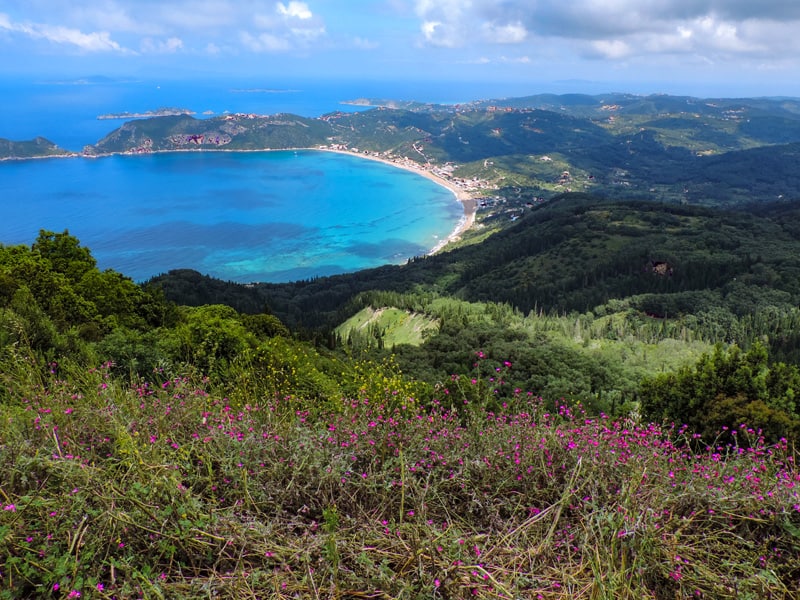 the view of the coast of Corfu from the mountains