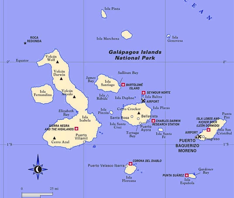 a map of the Galapagos National Park