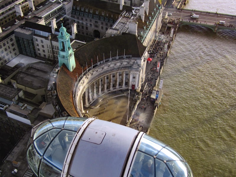 a curved building as seen from above