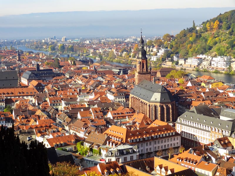 old town Heidelberg seen from Heidelberg castle