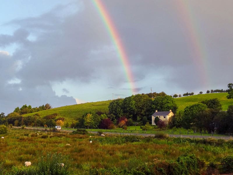 rainbows over a house in Donegal Ireland