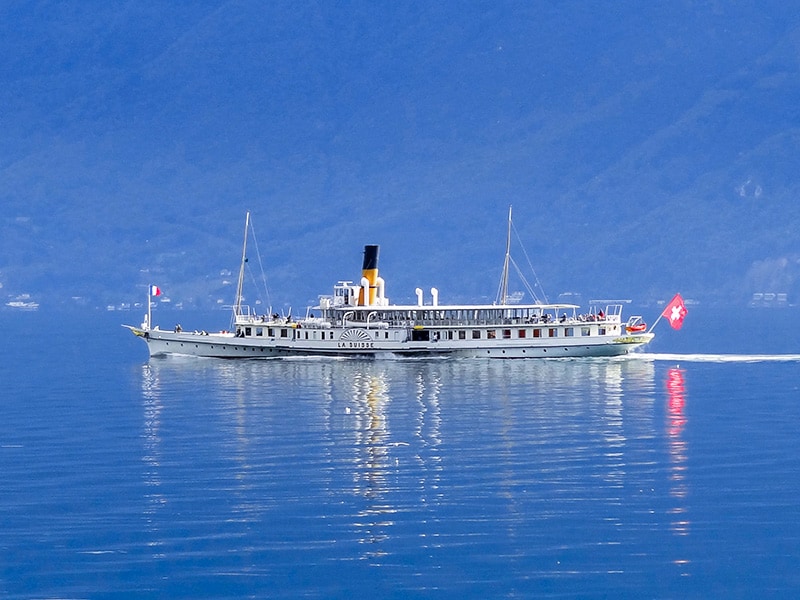 an old steamship on Lake Geneva, one of the best places in Switzerland