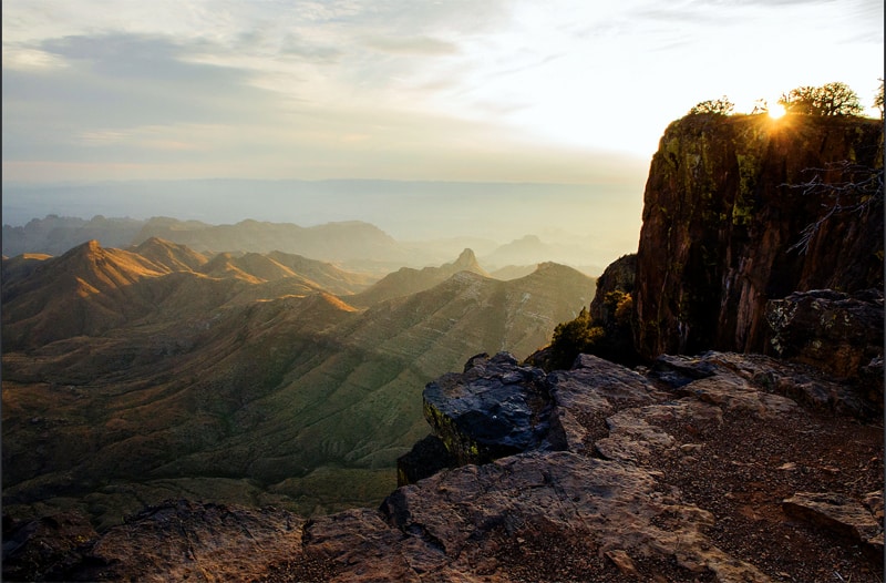 rising sun over the mountains in Big Bend, one of the National parks to see in winter