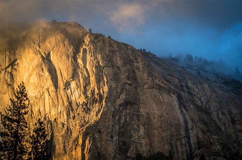 a large rock outcrop in Yosemite, one of the National parks to see in winter