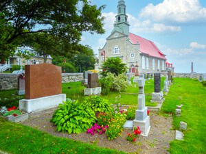 a graveyard and church