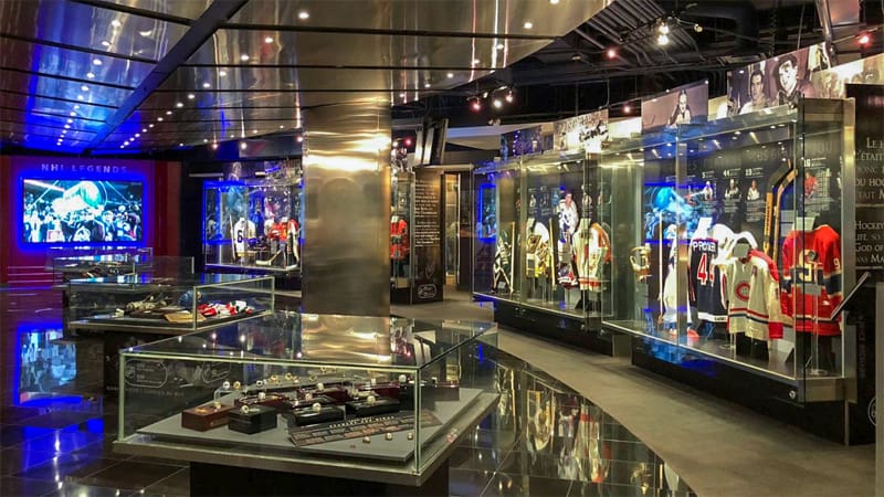 a museum filled with hockey memorabilia 