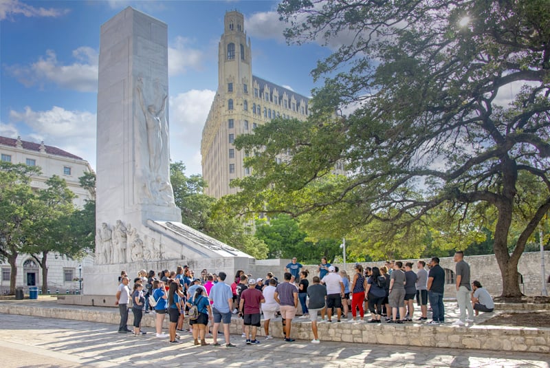 people viewing the Alamo Cenotaph - one of the things to do in San Antonio