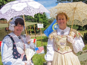 Women dressed in period coustom during Civil war reenactments