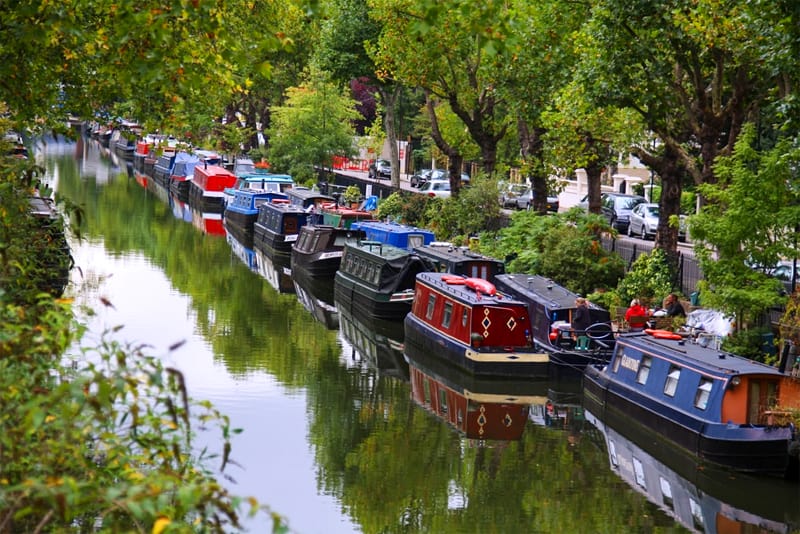 colorful barges on a canal