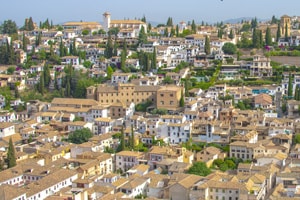 houses with ocher-colored rooftops on a hill