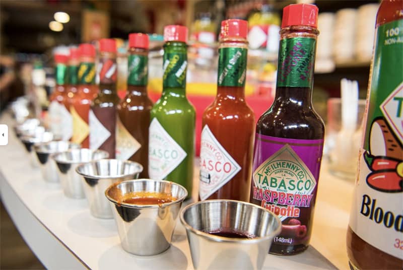 bottles-tabasco-in-tasting-room-Tabasco-Factory