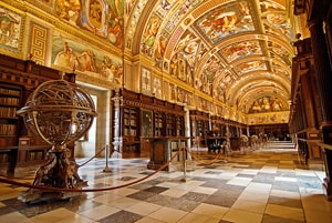 a library in a centuries-old monastery