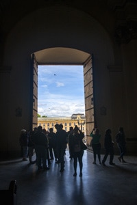 people in the main entrance of the cathedral