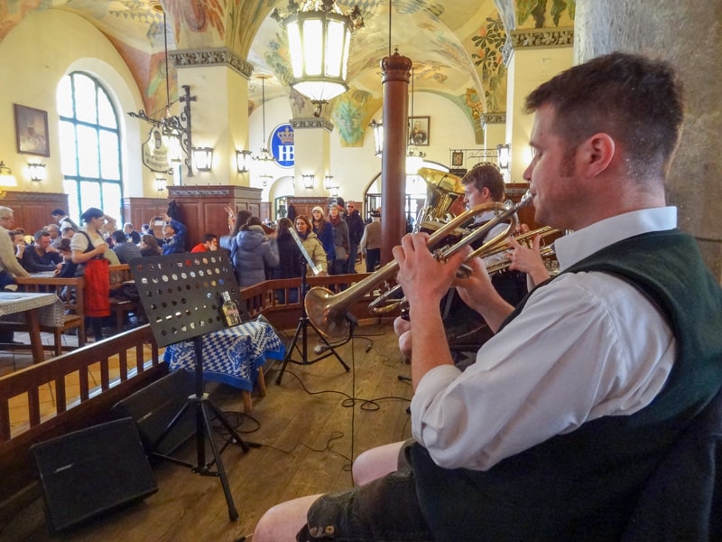 An oom-pah band in a beer hall