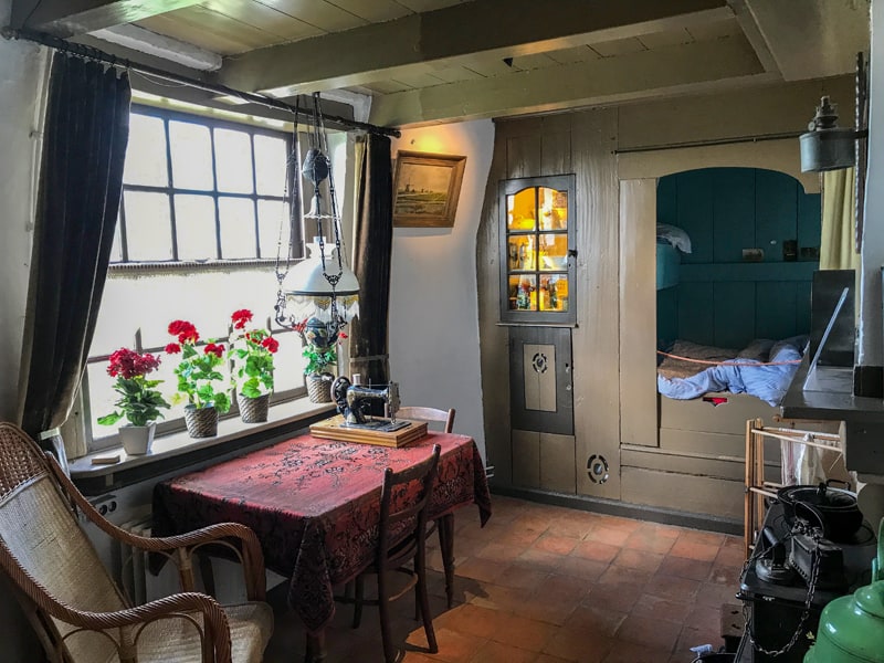 the small living quarters inside a windmill