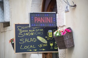 street signs for a bakery