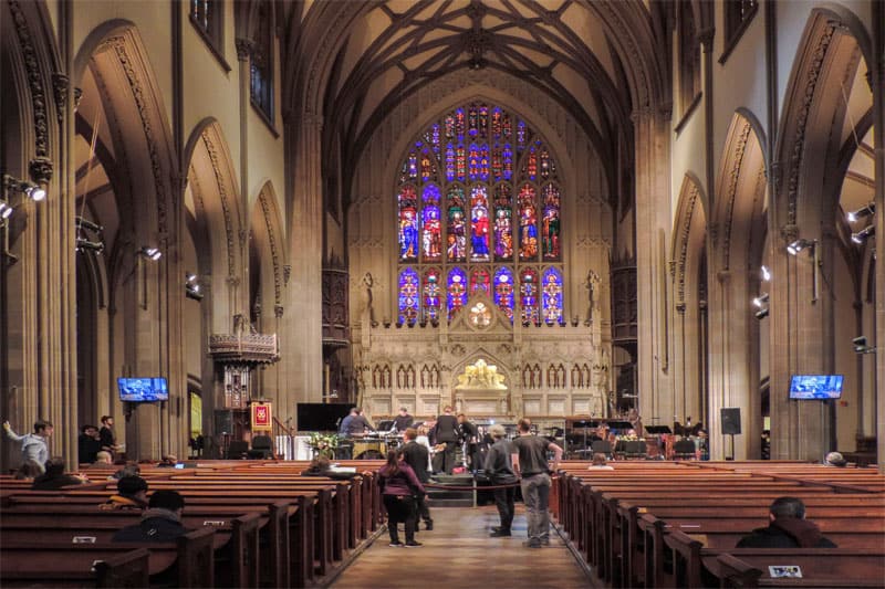 people in a beautiful old church
