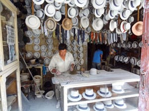 a hat store in Cuenca, one of the places to visit in Ecuador