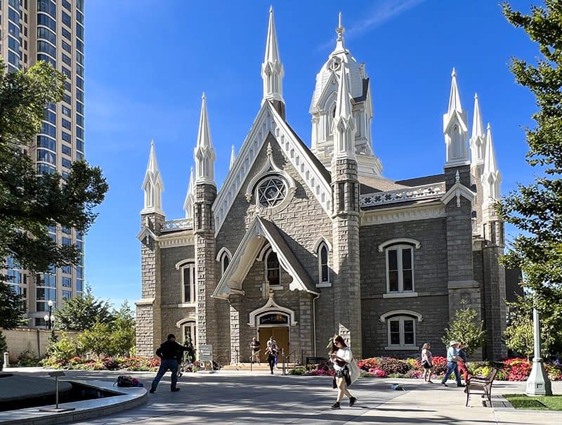 people walking around Temple Square, one of the things to do in salt lake city