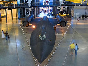 the SR-71 Blackbird in the Air Space Museum Dulles