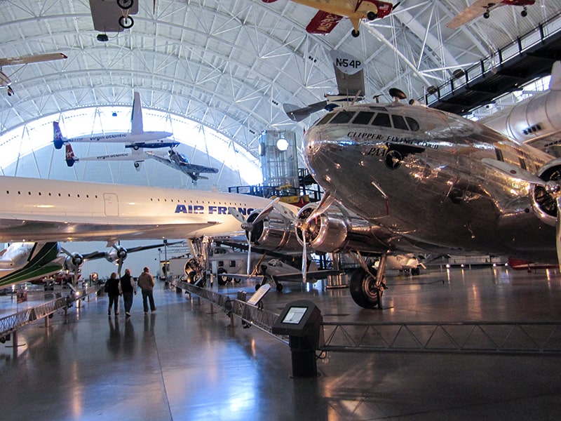 The Air France Concorde and a Pan Am Clipper in the Air Space Museum Dulles