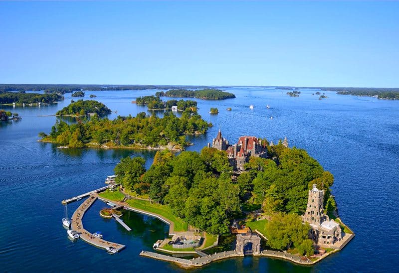 a castle complex on an island