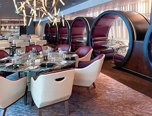 tables and chairs in a modern restaurant