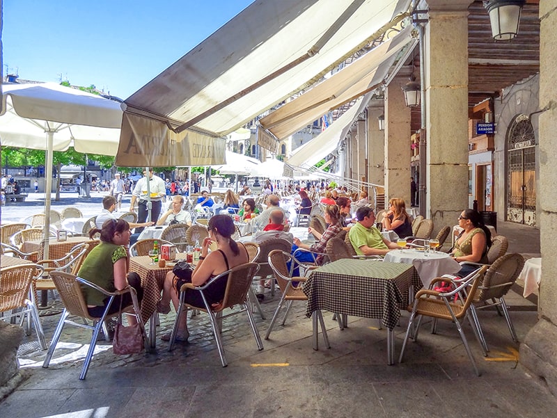 people dining in an outdoor cafe