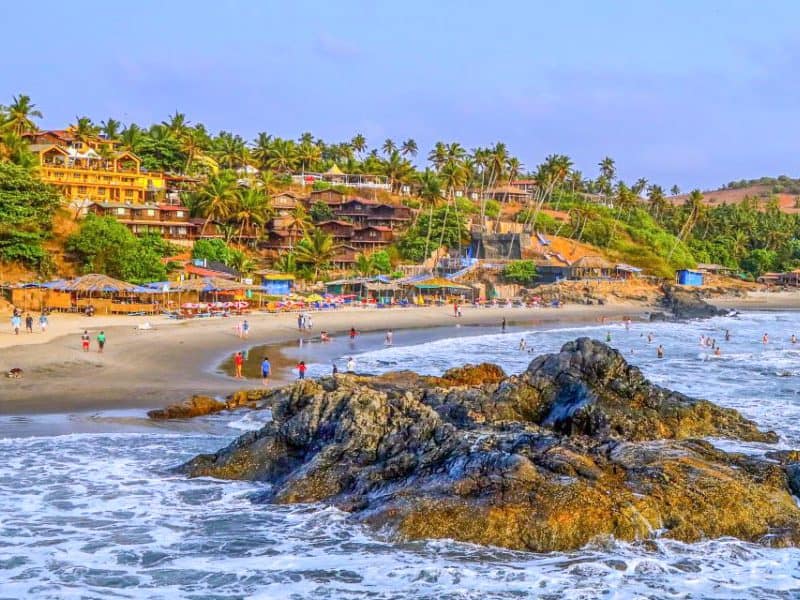 people on a large beach in India