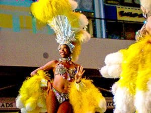 Las Vegas chorus girls in yellow outfits