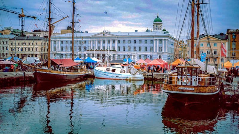 boats in a harbor on an early morning