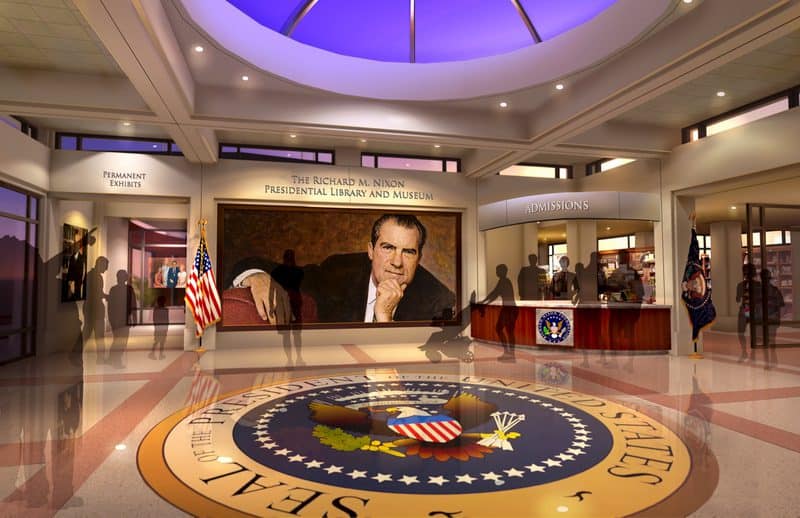 the lobby of the presidential museum of Richard Nixon