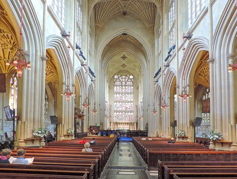 the interior of a cathedral seen on a day trip from London to Bath 