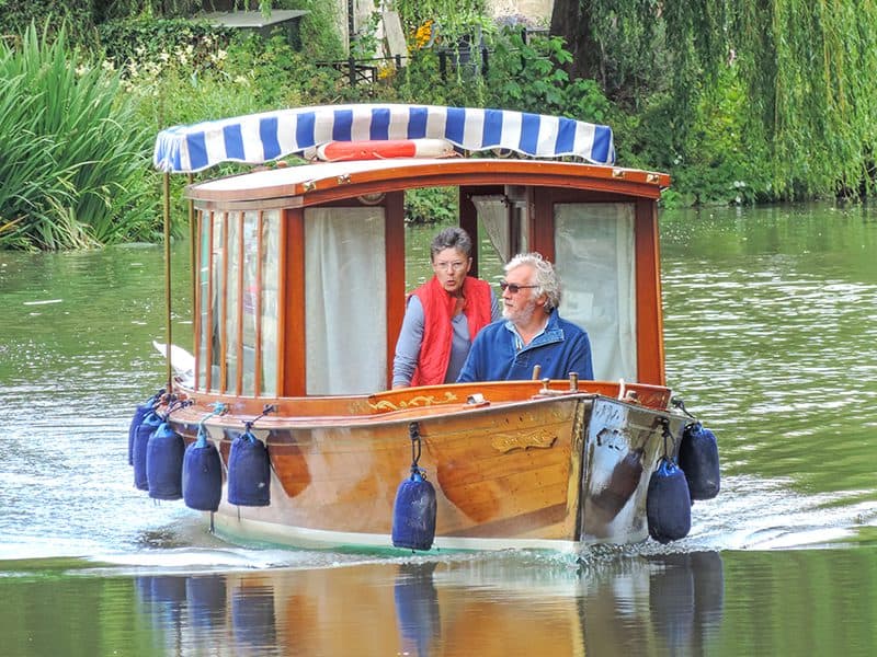 a couple on a narrowboat