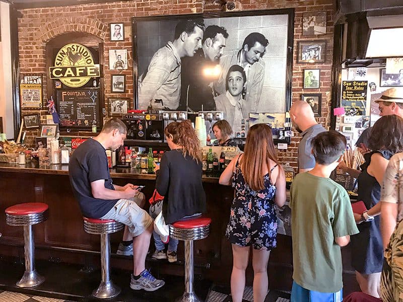 a photo of Elvis on a cafe wall